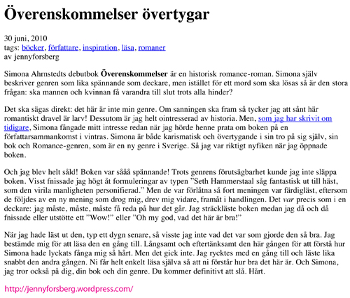 Överenskommelser övertygar « Jennys författarblogg
