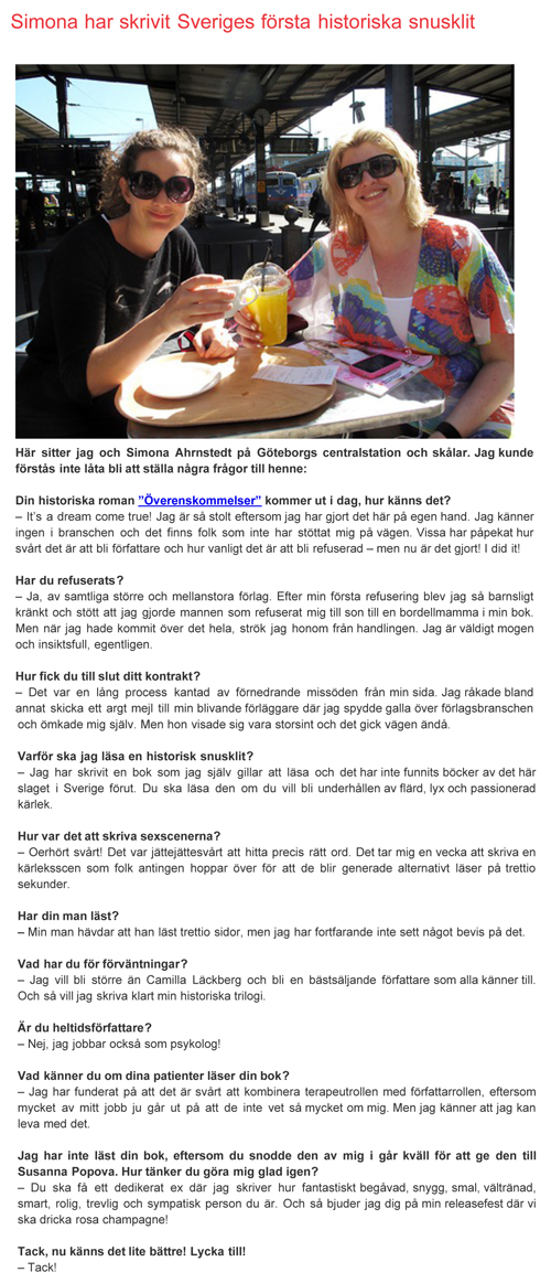 magstarkt - Simona har skrivit Sveriges första historiska snuskl