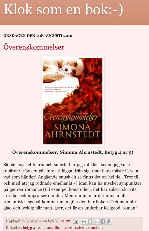 Klok som en bok:-):
verenskommelser