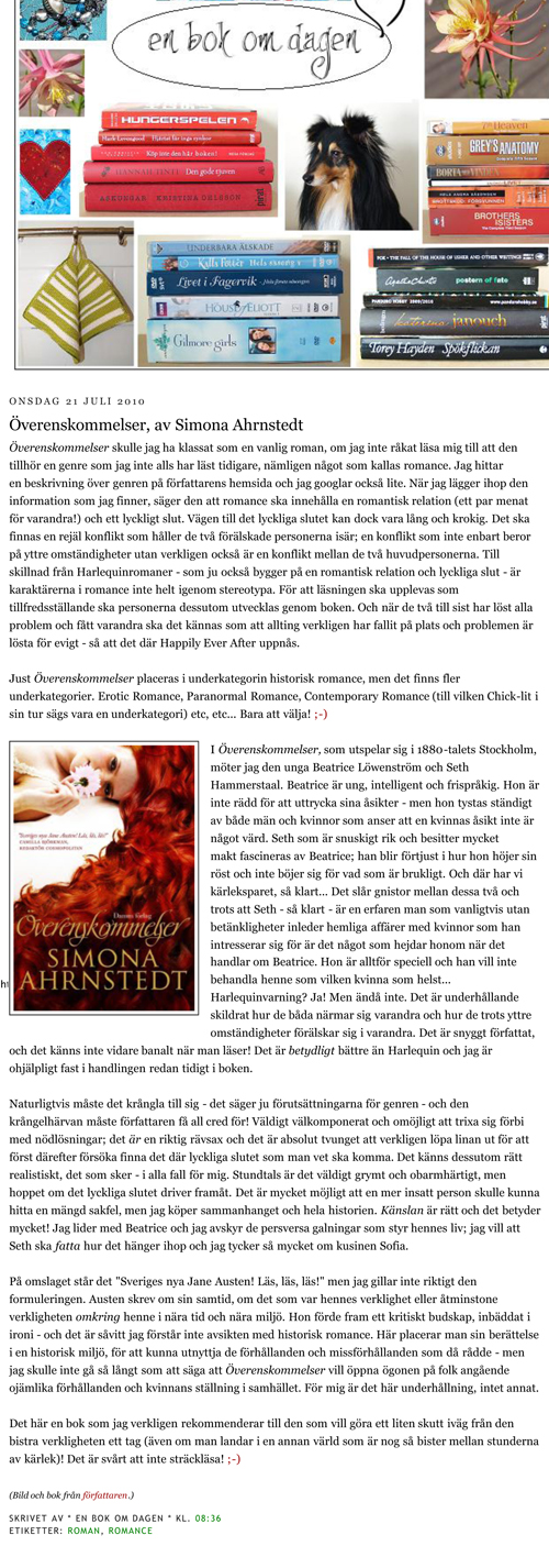 En bok om dagen...:
verenskommelser, av Simona Ahrnstedt