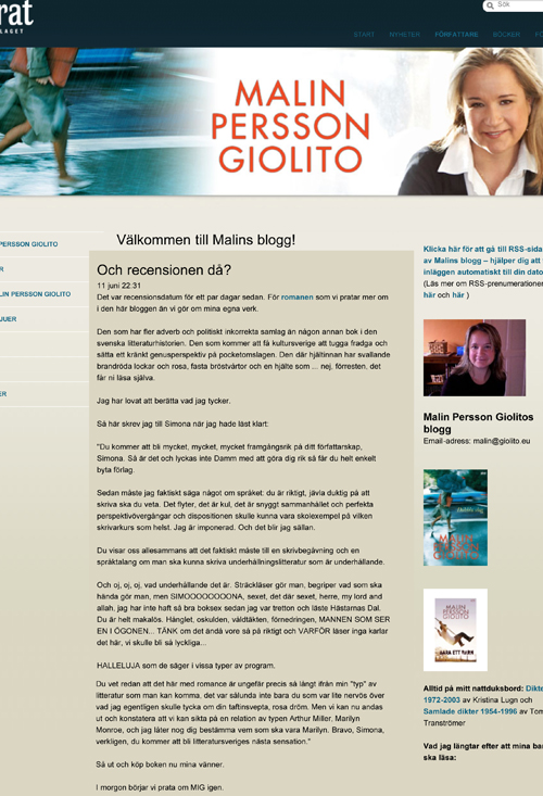 Piratfrlaget AB - Frfattare - Malin Persson Giolito - Blogg